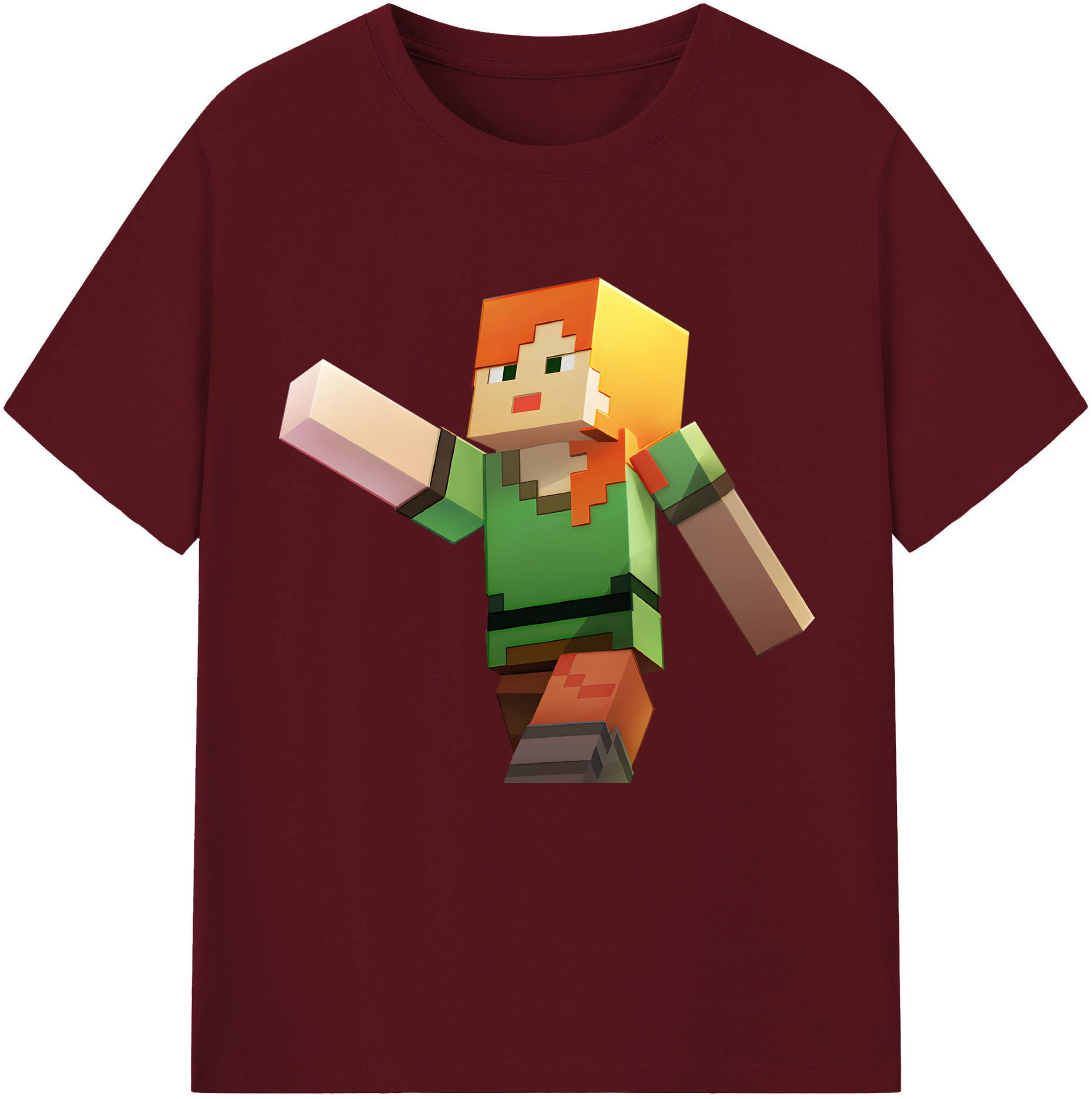 （画像用） マインクラフト ブロックの世界 Minecraft MC Block world 綿100％半袖Tシャツ（フロントプリント）